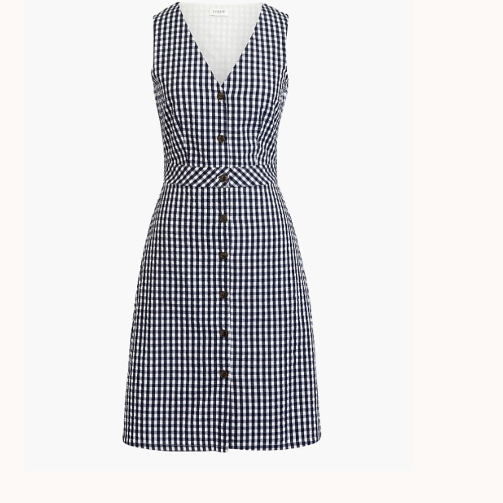 J. Crew Navy and White Checkered Mini Dress